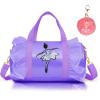 Cute Ballet Dance Bag Kids Tutu Dress Bag Girls Dance Bag Polyester Personalized Waterproof Gym Bag with Key Chain Cute Plush Hanging Pink ball(Purple2) view 1