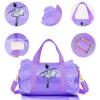 Cute Ballet Dance Bag Kids Tutu Dress Bag Girls Dance Bag Polyester Personalized Waterproof Gym Bag with Key Chain Cute Plush Hanging Pink ball(Purple2) view 3