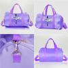 Cute Ballet Dance Bag Kids Tutu Dress Bag Girls Dance Bag Polyester Personalized Waterproof Gym Bag with Key Chain Cute Plush Hanging Pink ball(Purple2) view 4