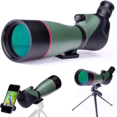 MMAXZ 20-60X80 Spotting Scope, Waterproof HD Spotting Telescope with Tripod, Carrying Bag and Smartphone Adapter for Birdwatching Sightseeing Stargazing Camping Travel Sports