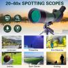 MMAXZ 20-60X80 Spotting Scope, Waterproof HD Spotting Telescope with Tripod, Carrying Bag and Smartphone Adapter for Birdwatching Sightseeing Stargazing Camping Travel Sports view 4