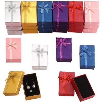 Marspark Valentines Small Jewelry Gift Boxes Empty Necklace Packaging Boxes with Bows for Bracelet Pendant Earring(Bright Color,24 Pieces)