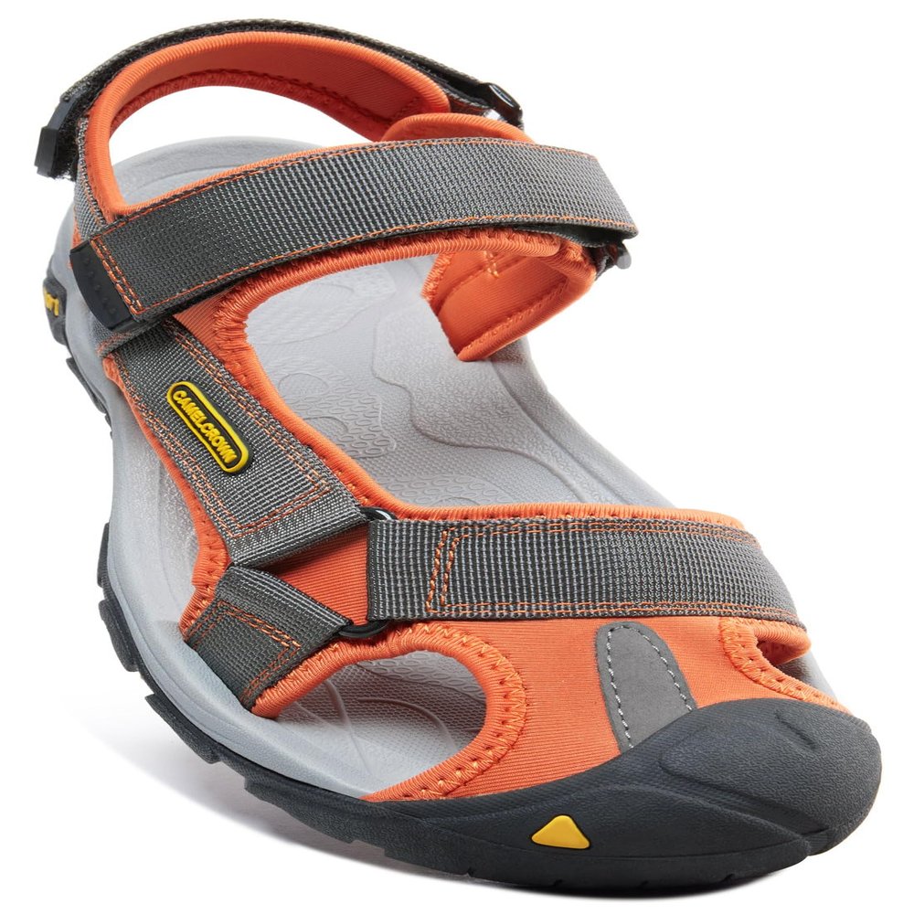 CAMEL CROWN Men's Waterproof Hiking Sandals Closed Toe Water Sandals Athletic Sport Sandals for Summer Outdoor Beach Wading Boat for Hiker Gray/Orange 7.5