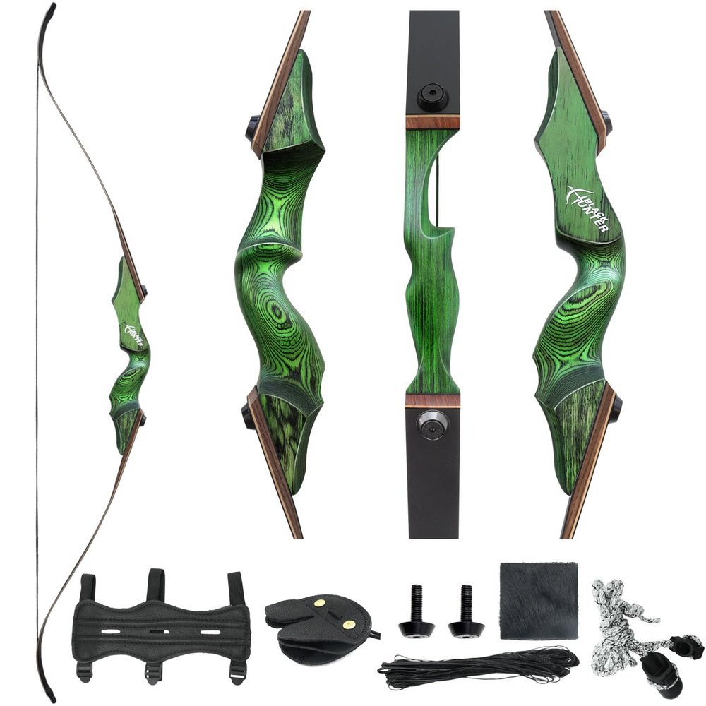 Black Hunter 60" Takedown Archery Recurve Bows for Adults Solid Wood Bow Riser and Glass Fiber Bamboo Maple Laminated Bow Limbs 20-60lbs Hunting Bows for Men and Women Right Hand Recurve Bow Set