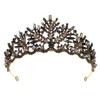 minkissy Black Baroque Bride Crown Gothic Tiara Hair Stick Bun Hairpin Wedding Headpiece for Women Engagement Parties and Costume Accessories view 1