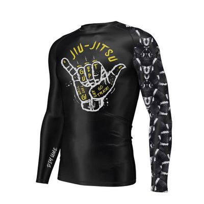 DIYUME Mens Hello Gestures BJJ Rashguard Sublimated Team Sweatshirts Jersey, Black XXL