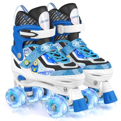 Roller Skates for Kids Girls Boys 4 Size Adjustable Kids Roller Skates with Wheels Light up for Children, Teens, Beginner & Advance, Indoor Outdoor (Small, B-Blue)