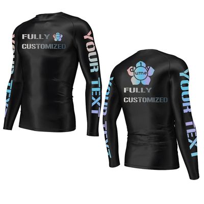 DIYUME Custom Logo Text Ranked Rash Guard NoGi Tee for Brazilian Jiu Jitsu Wrestling Grappling, Long Sleeves, Men XS