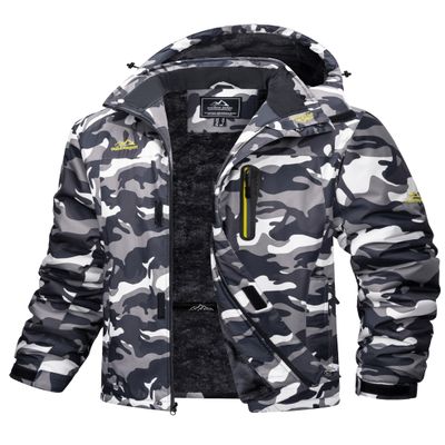 MAGCOMSEN Mens Winter Coats Water Risistant Ski Snow Jackets Windproof Snowboard Fleece Lined Hooded Parka Black Camouflage, S