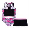 Daenrui Kids Big Girls Fashion 3 Pieces Print Tankini Swimwear Summer Beach Athletic Swimsuit Bathing Suit Pink 10 Years view 2