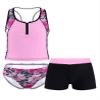 Daenrui Kids Big Girls Fashion 3 Pieces Print Tankini Swimwear Summer Beach Athletic Swimsuit Bathing Suit Pink 10 Years view 3