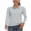 LastFor1 Women's Golf Polo Shirt Tennis Long Sleeve Shirt UPF 50+ Moisture Wicking Athletic Fitness T-Shirt Light Gray L view 1