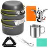 Odoland 8pcs Camping Cookware Mess Kit, Camping Pot and Pan Set with Mini Backpacking Stove, Stainless Steel Cup, Spork and Tank Bracket, Cooking Gear for Outdoor, Hiking, Picnic, Campfire, Green view 1