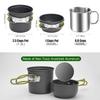 Odoland 8pcs Camping Cookware Mess Kit, Camping Pot and Pan Set with Mini Backpacking Stove, Stainless Steel Cup, Spork and Tank Bracket, Cooking Gear for Outdoor, Hiking, Picnic, Campfire, Green view 3