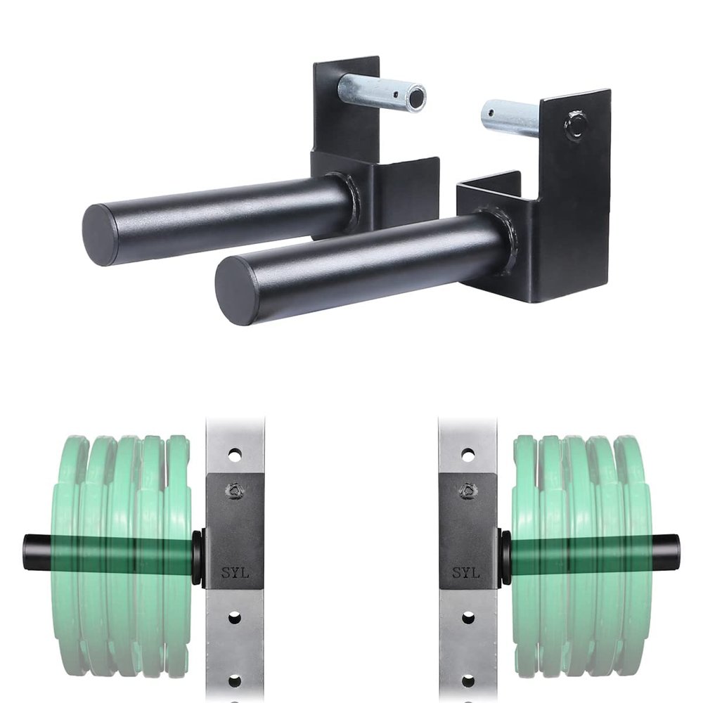 SYL Fitness Olympic Weight Plates Holder Power Rack Attachment Weights Storage Rack, Fit 3x3" Rack (5/8" & 1" Hole)