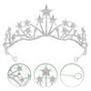 minkissy Rhinestone Star Crown Headband Bridal Wedding Hair Accessory for Bride Bridesmaid Elegant Headdress Party Decoration view 3