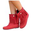 Bcshyie Tassel Ankle Boots for Women Round Toe Flat Heel Suede Fringed Snow Boots Warm Winter Boots Party Booties view 1