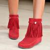 Bcshyie Tassel Ankle Boots for Women Round Toe Flat Heel Suede Fringed Snow Boots Warm Winter Boots Party Booties view 2