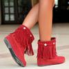 Bcshyie Tassel Ankle Boots for Women Round Toe Flat Heel Suede Fringed Snow Boots Warm Winter Boots Party Booties view 3