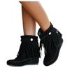 Bcshyie Tassel Ankle Boots for Women Round Toe Flat Heel Suede Fringed Snow Boots Warm Winter Boots Party Booties view 1