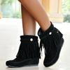 Bcshyie Tassel Ankle Boots for Women Round Toe Flat Heel Suede Fringed Snow Boots Warm Winter Boots Party Booties view 3