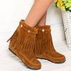 Bcshyie Tassel Ankle Boots for Women Round Toe Flat Heel Suede Fringed Snow Boots Warm Winter Boots Party Booties view 3