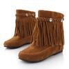 Bcshyie Tassel Ankle Boots for Women Round Toe Flat Heel Suede Fringed Snow Boots Warm Winter Boots Party Booties view 4