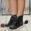 Bcshiye Women's Mid Calf Winter Snow Boots Faux Fur Warm Outdoor Walking Non Slip Casual Flat Lace-up Ankle Booties view 3