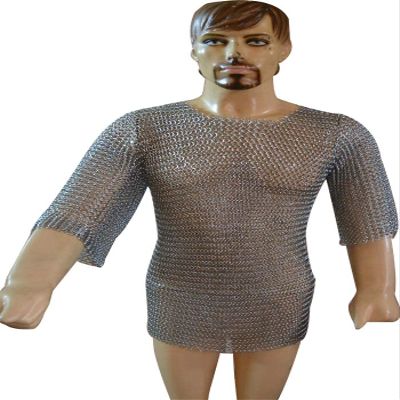 Medieval-ABS Aluminium Chainmail Shirt Butted Maille Haubergeon Chest 40 (Original Aluminum)