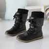 Bcshiye Women Retro Ankle Boots Arch Support Mid Calf Combat Boots Casual Flat Lace-up Round Toe Motorcycle Boots view 2