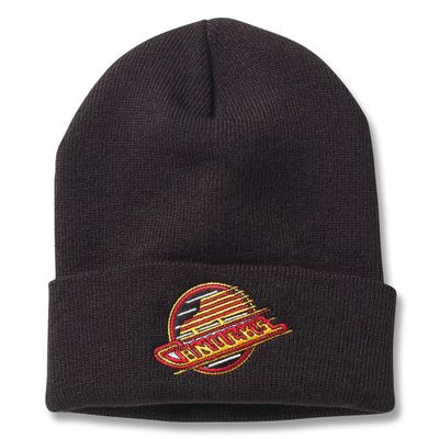 AMERICAN NEEDLE Officially Licensed NHL Hockey Team Logo Cuffed Beanie Knit Hat (Vancouver Canucks-Black)