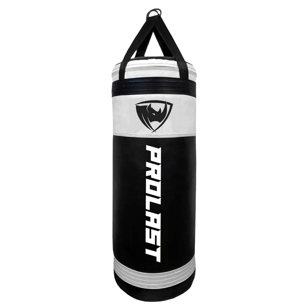 PROLAST 4FT XL 135Lb Heavy Punching Kicking Bag for Adults, Boxing, MMA, Martial Arts, Muay Thai, Strength Training Equipment, Filled, Special Edition Rhino Logo, Special Edition, White and Black