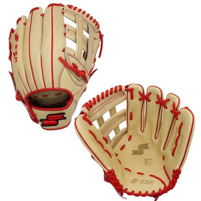 SSK Z7 Specialist Outfield Baseball Glove 12.5 - 12.75  Right & Left Hand Throw (12.5" - Right Hand Throw, Camel/Red)