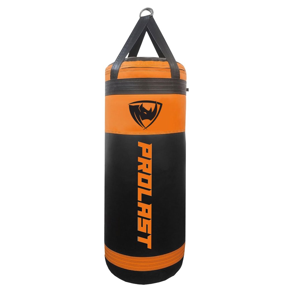 PROLAST 4Ft XL 135Lb Heavy Punching Kicking Bag for Adults, Boxing, MMA, Martial Arts, Muay Thai, Strength Training Equipment, Filled, Special Edition Rhino Logo, Special Edition, Orange and Black