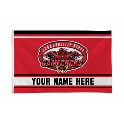 Rico Industries NCAA Jacksonville State Gamecocks Personalized - Custom 3' x 5' Banner Flag - Made in The USA - Indoor or Outdoor Dcor