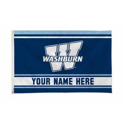 Rico Industries NCAA Washburn Ichabod Personalized - Custom 3' x 5' Banner Flag - Made in The USA - Indoor or Outdoor Dcor