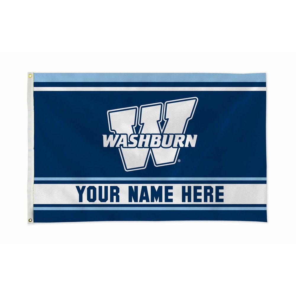 Rico Industries NCAA Washburn Ichabod Personalized - Custom 3' x 5' Banner Flag - Made in The USA - Indoor or Outdoor Dcor