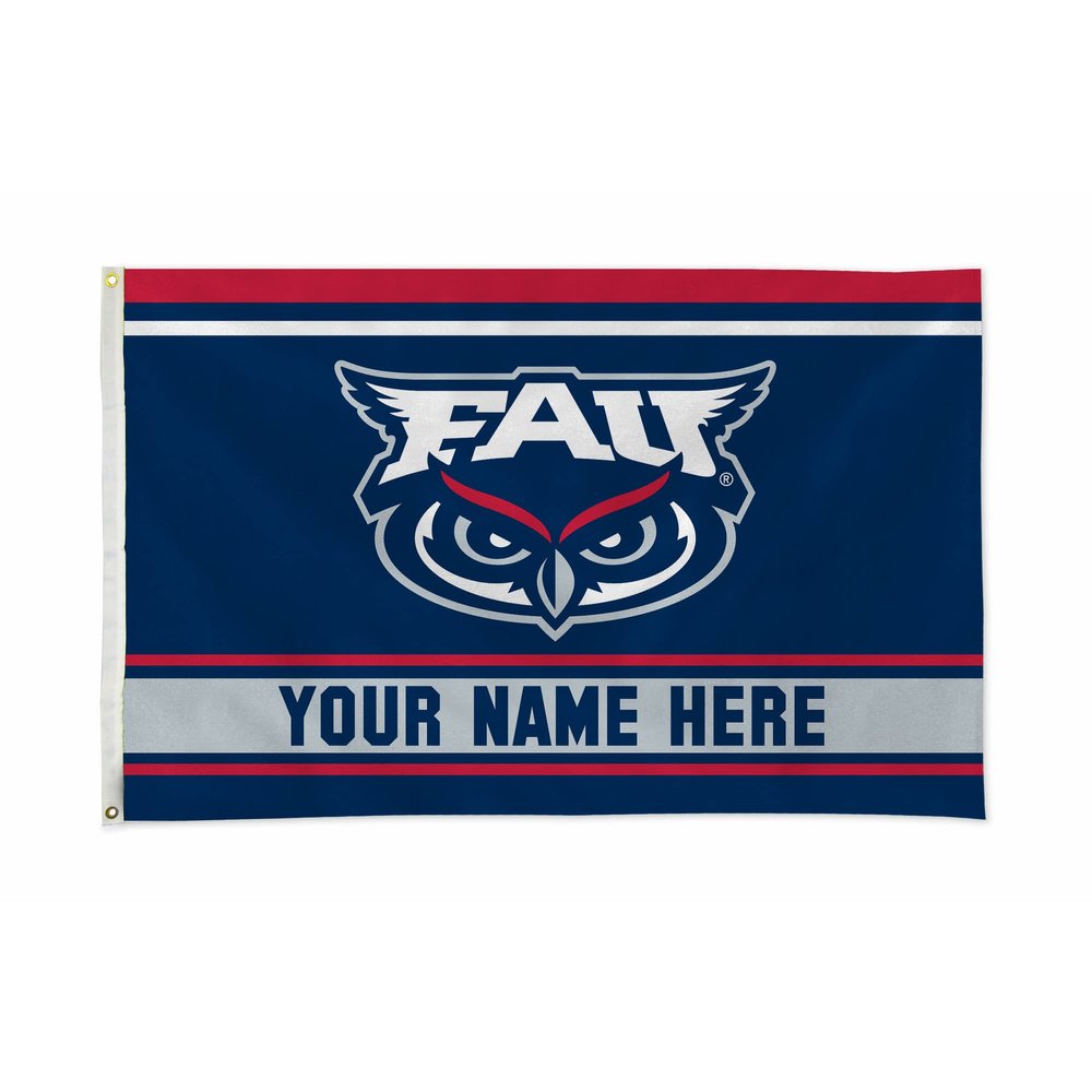 Rico Industries NCAA Florida Atlantic Owls Personalized - Custom 3' x 5' Banner Flag - Made in The USA - Indoor or Outdoor Dcor