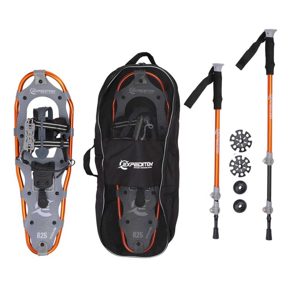 Cascade Mountain Tech unisex adult Truger Trail II Kit Snowshoes, Orange, 21 - Up to 150 lbs US