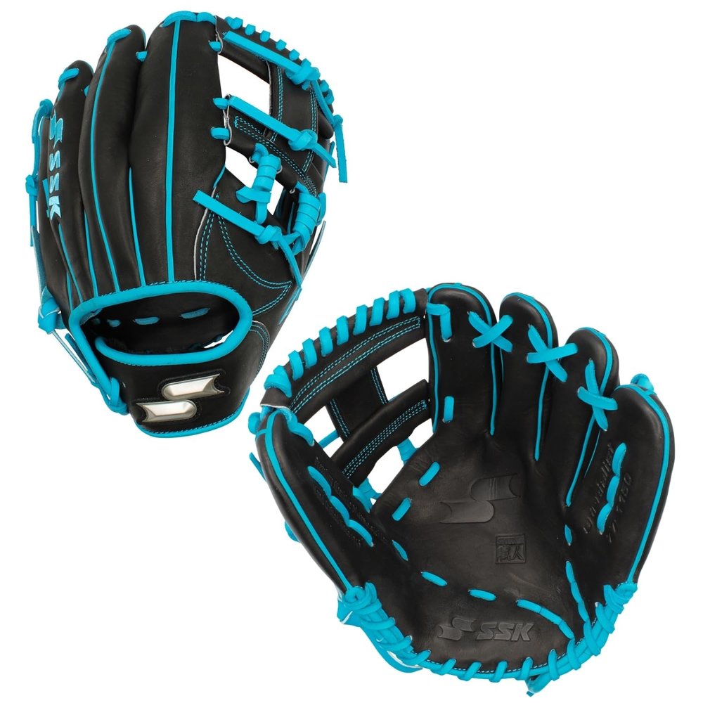 SSK Z7 Specialist Infield Baseball Glove  11.5 - 11.75 - 12  12.25  Right & Left Hand Throw (11.5" - Right Hand Throw, Black/Electric Blue - I Web)