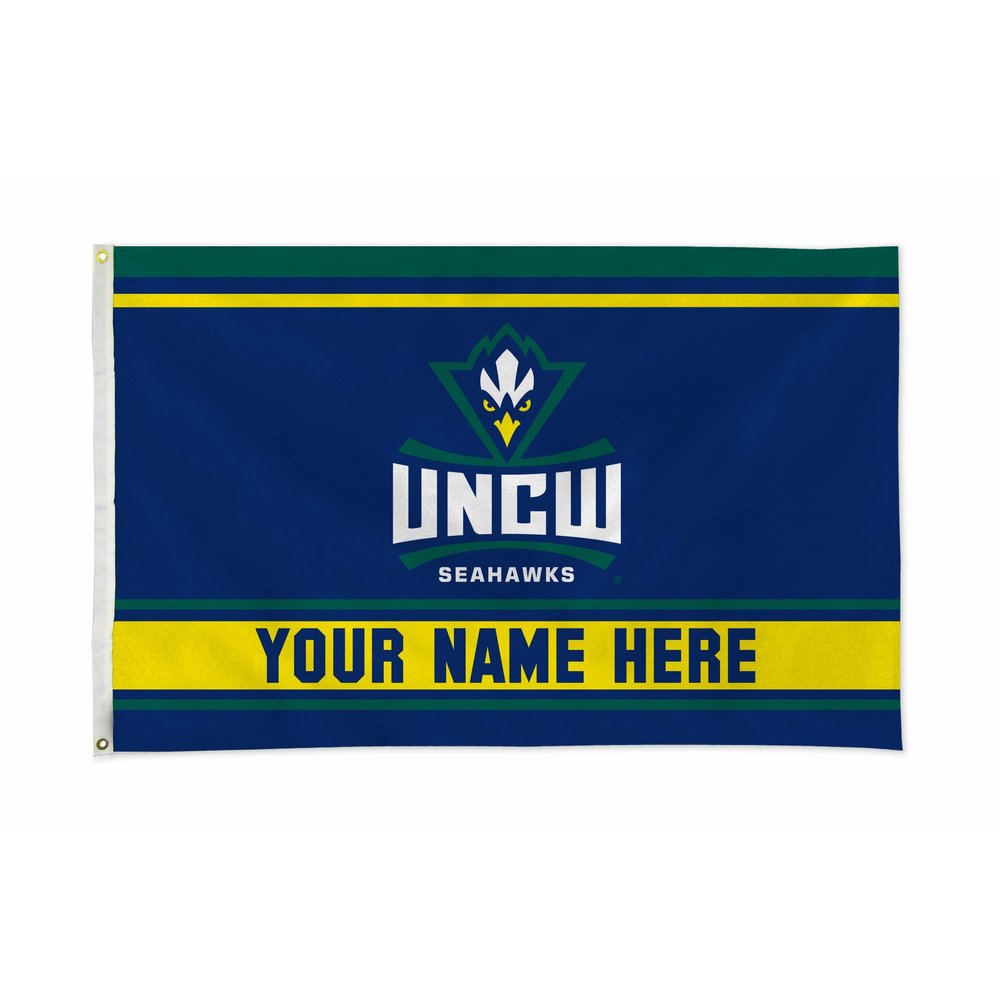 Rico Industries NCAA North Carolina-Wilmington Seahawks Personalized - Custom 3' x 5' Banner Flag - Made in The USA - Indoor or Outdoor Dcor