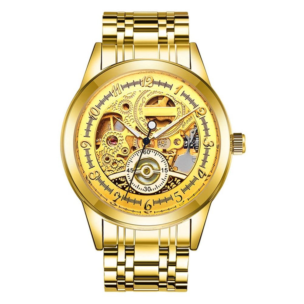 SHATONG Mens Automatic Machinery Skeleton Watches with Stainless Steel Band Fashion Luminous Analog Wrist Watch for Men