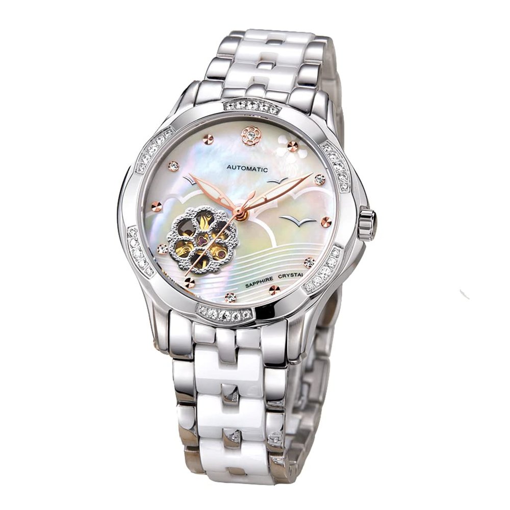 SHATONG Women's Luminous Analog Waterproof Automatic Skeleton Mechanical Watch Business Casual Luxury Wrist Watch for Women