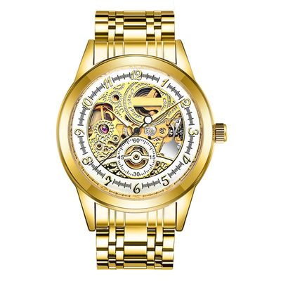 SHATONG Mens Automatic Machinery Skeleton Watches with Stainless Steel Band Fashion Luminous Analog Wrist Watch for Men