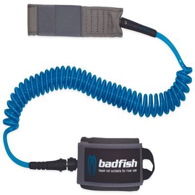 Badfish 11' Coiled Ankle Leash | SUP Stand up Paddling Leash | Longboard Leash | Neoprene/Velcro Ankle Cuff