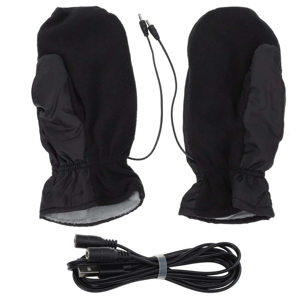 Beaupretty 1 Pair USB Heated Gloves Finger Gloves Winter Thermal Mitten Hands Warmer for Indoor Outdoor Black