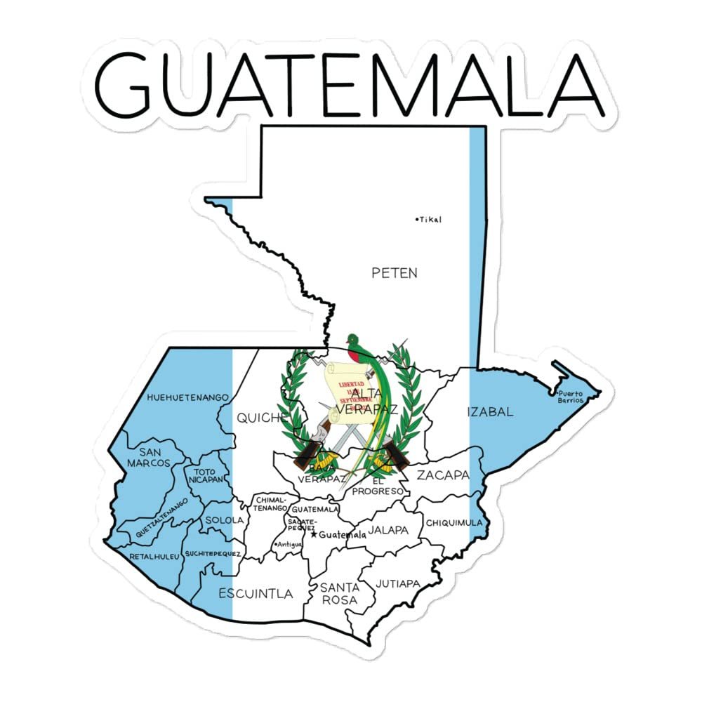 Guatemala Sticker Guate Map Chapin Quetzal Antigua Tikal Bandera Mapa Pagatina Bubble-Free Decal