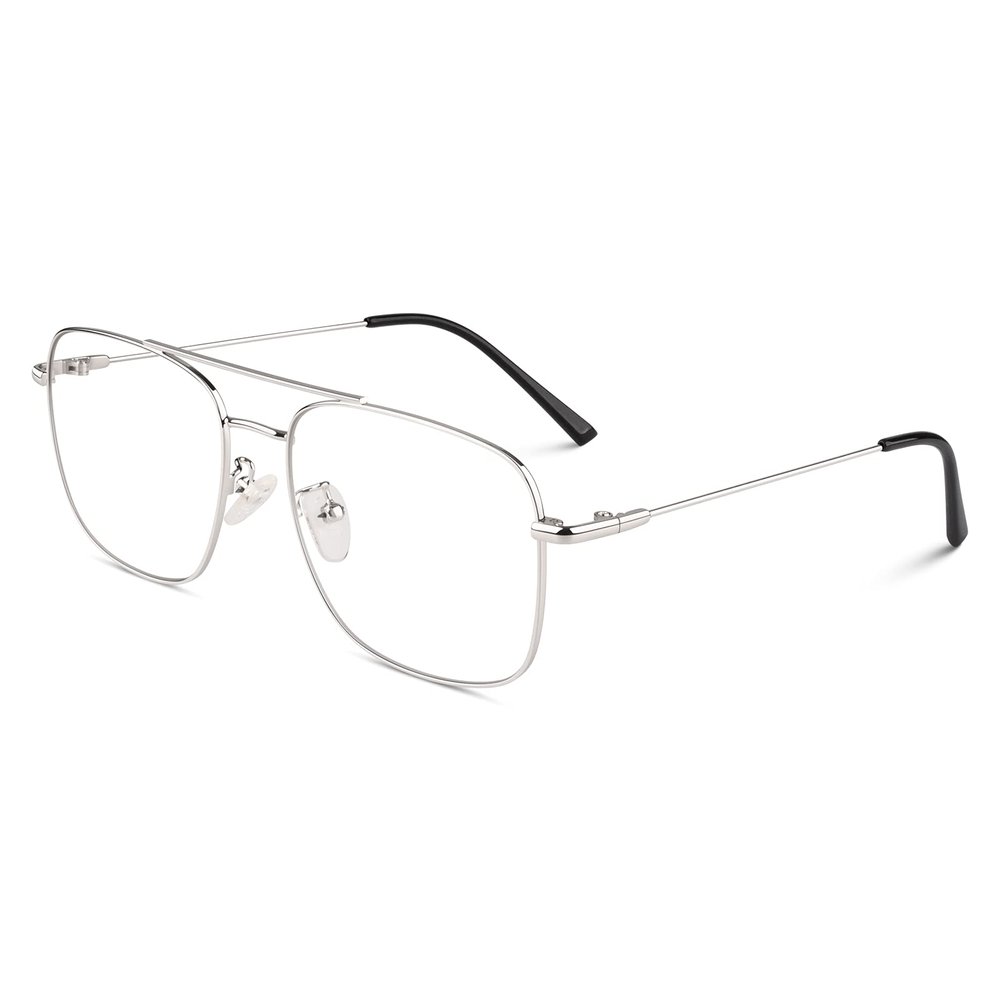 GQUEEN Fake Glasses Women Men Clear Lens Metal Frame UV400 Protection Fashion Retro Pilot Style Eyeglasses