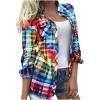 tuduoms Women's Blouses Tops Buffalo Check Plaid Shirt Jacket Long Sleeve Casual Button Down Boyfriend Oversized Shirts view 1