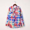 tuduoms Women's Blouses Tops Buffalo Check Plaid Shirt Jacket Long Sleeve Casual Button Down Boyfriend Oversized Shirts view 3